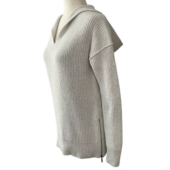 Rachel Zoe Hooded Sweater Ribbed Knit Neutral Pullover Woman’s size S - Picture 2 of 11
